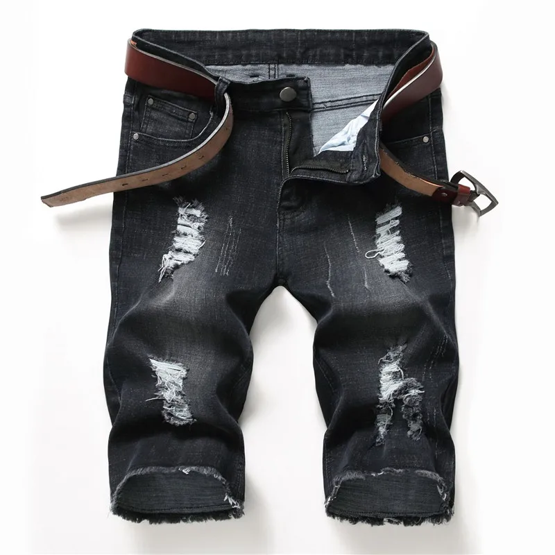 Мужские джинсы новые мужские джинсовые шорты Modis прямые Стрейчевые черные джинсы со средней посадкой рваные джинсы для мужчин больше размеров 28-40 42