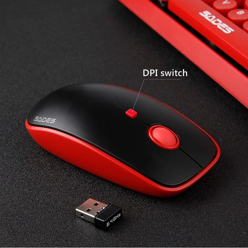 SADES Punk Retro Round Mute 2.4G Wireless Keyboard and Mouse Set Home Office Use