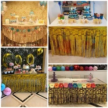 Металлическая бахрома из фольги Юбка для стола банкет Юбка для стола трава мишура Shimmer Юбка для стола s для вечерние свадебное украшение домашний текстиль