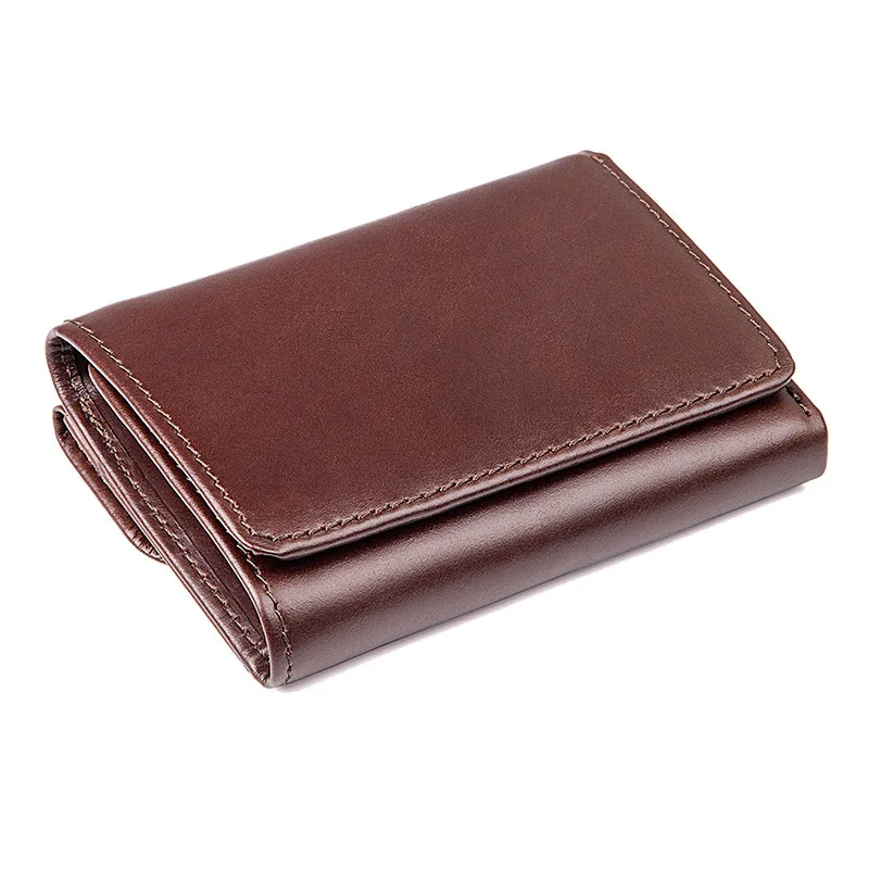 

Vintage RFID Antitheft Scanning Men Wallets Genuine Leather Wallet Short Case Credit Card Trifold Purse Male Coin Pocket J8106A
