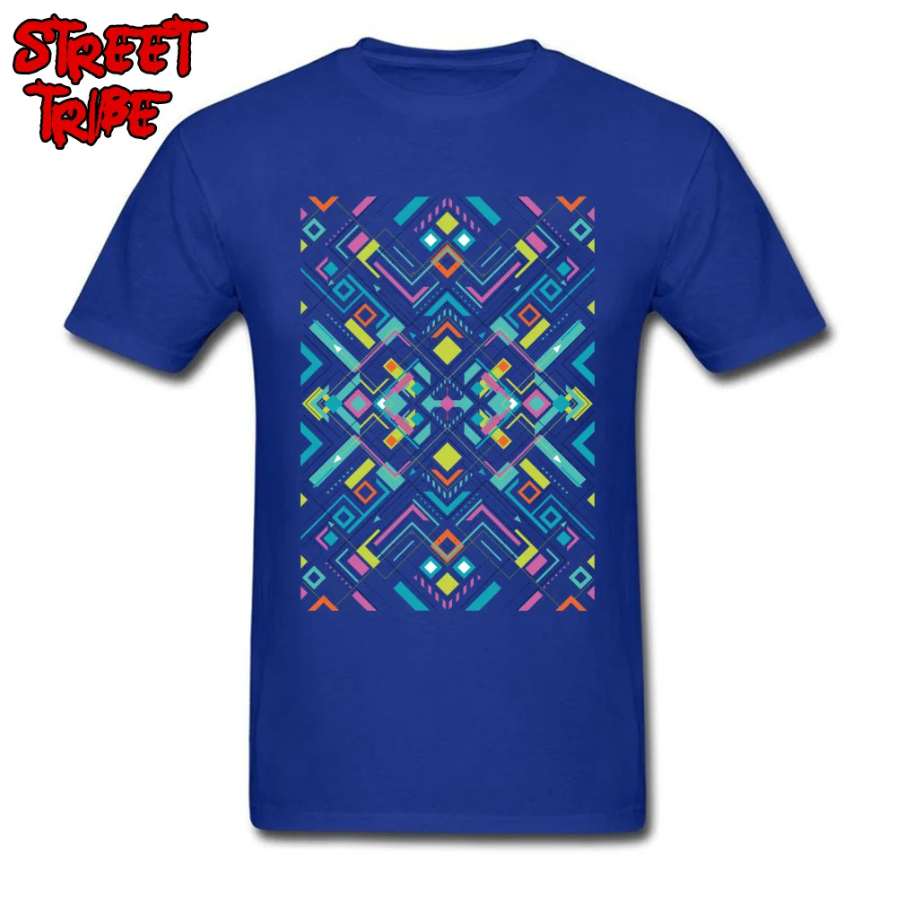 Prevalent geometry geometric180901Y Short Sleeve T Shirts Autumn Crewneck 100% Cotton Tops & Tees for Men Tee Shirts Hip hop geometry geometric180901Y blue