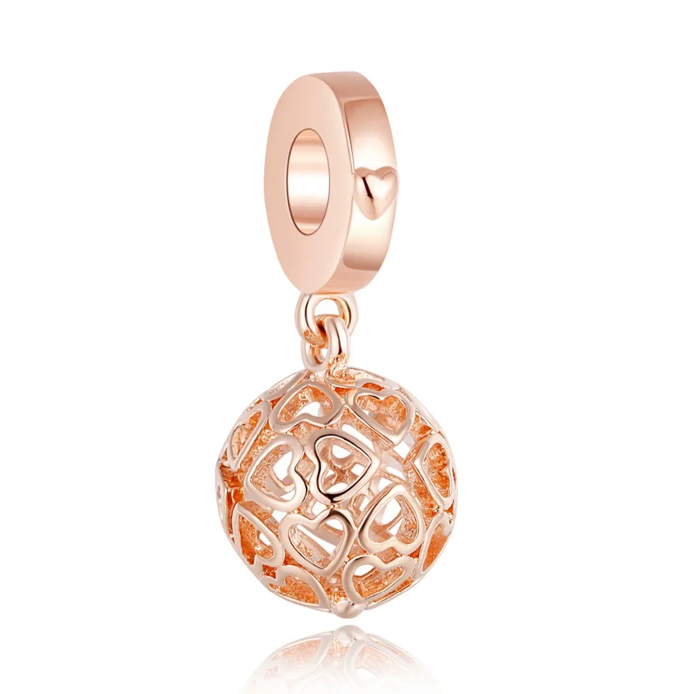 

Pandulaso Woman DIY Beads Harmonious Hearts Dangle Charm Fit Original Bracelet & Bangle Rose Gold Charms For Woman Wholesale