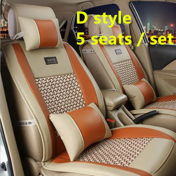 Чехлы на автомобильные сиденья для lada granta renault logan peugeot 206 geely emgrand ec7 ssangyong kyron чехлы на автомобильные сиденья - Название цвета: D Style   Orange