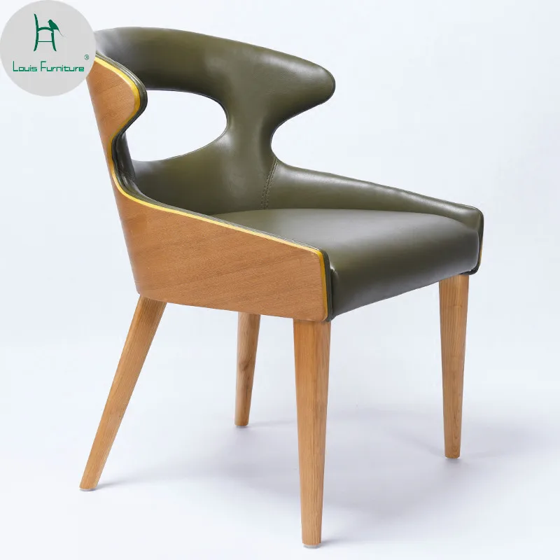 

Louis Fashion Nordic Style Dining Chair Cafe Table and Combination Fashion Personality Creative Leisure Solid Wood