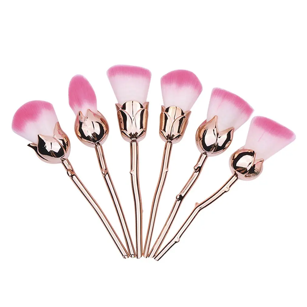 

6pcs/set Professional Beauty Rose Shape Makeup Brushes Cosmetics Foundation Powder Blush Eyeshadow Soft Brush Set make up tool