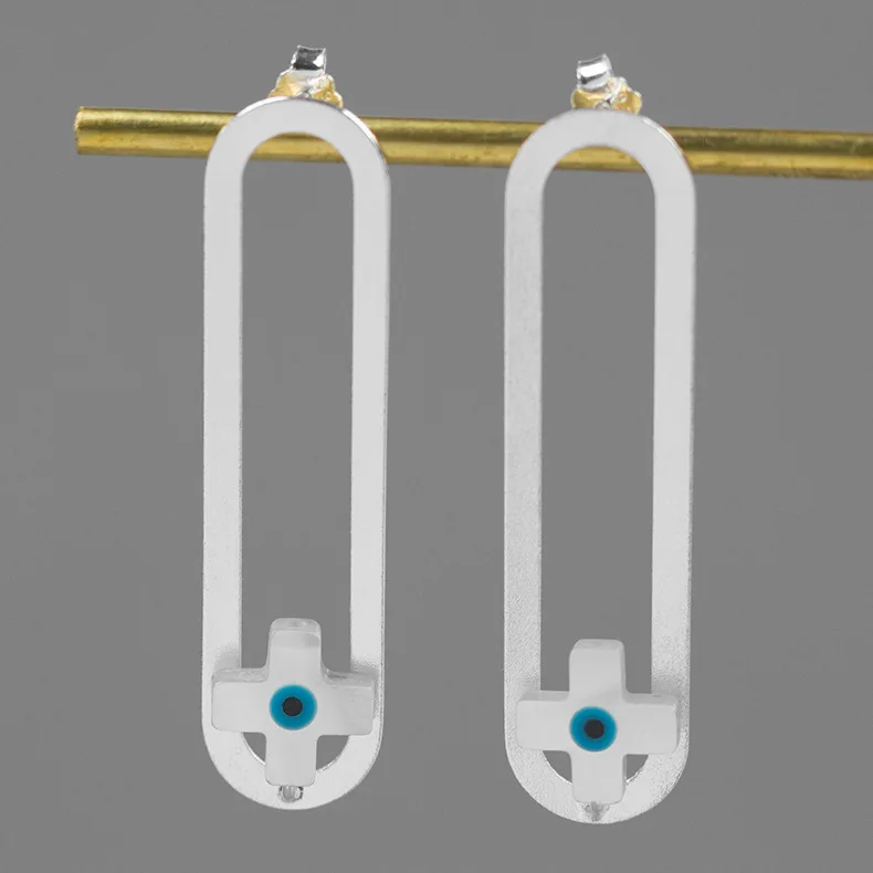 

INATURE New Simple Fashion 925 Sterling Silver Natural Shell Cross Stud Earrings for Women Jewelry Brincos