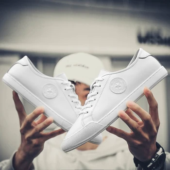 

2019 Classic Basic Men Split Leather Star Sneaker Shoes Lace-up Breathable Casual Platform Skate Shoes