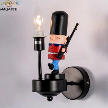 

Children Room E14 LED Wall Lamps British Soldier Nordic Resin Wall lamps Boy Girl Led Kids Bedroom Decor Lighting Fixtures