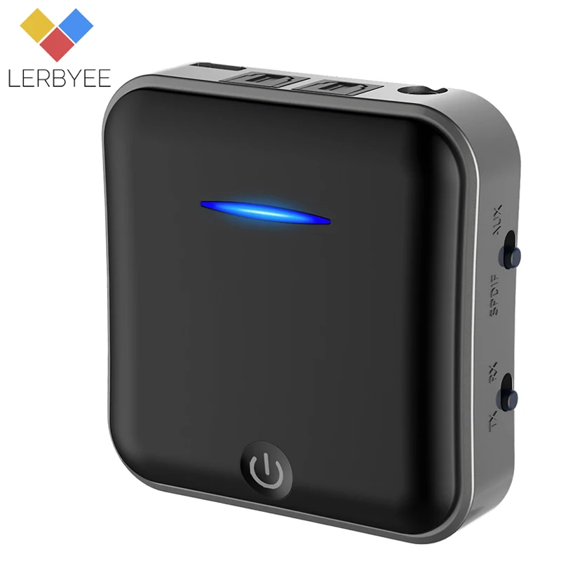 

Lerbyee Bluetooth 5.0 Transmitter Receiver Wireless Audio Adapter aptX HD Low Latency Audio 3.5mm Aux for TV Headphone