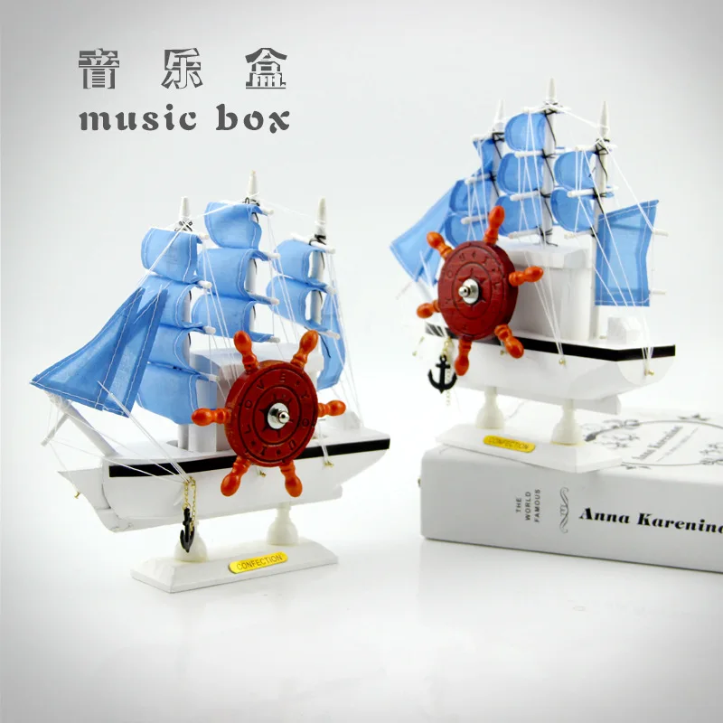 

wooden sailboat music box craft home decoration wooden crafts tourism memorial children's gift boys toys toys for children