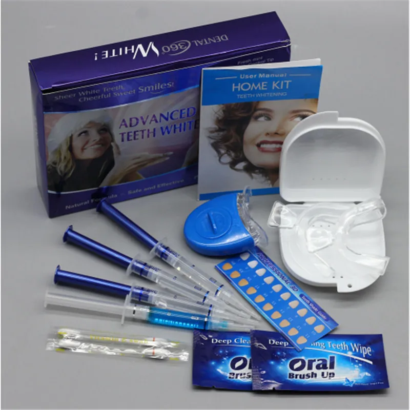 Teeth Whitening Kit With 4 Gel 2 Strips 1 Light 1 Box Tooth Whitener Bleach Bright Oral Hygiene