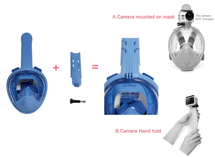 shiipping! дизайн дети свободное дыхание Подводное плавание маска с складная трубка и съемный камеры Монтаж держатель