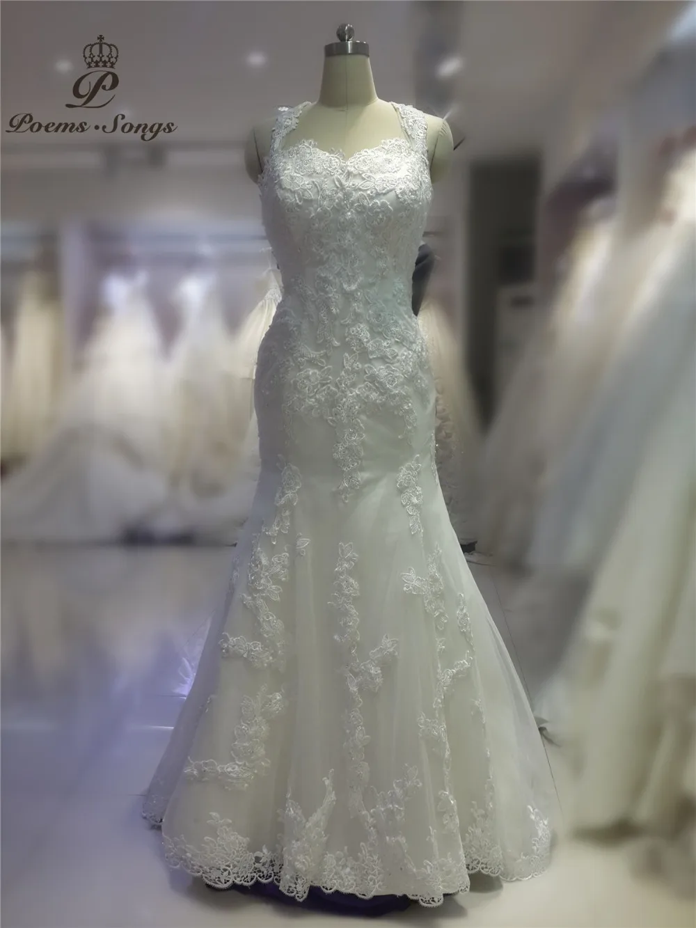 Poemssongs High Quality Vestidos Noivas Halter Neck Appliques Flowers Mermaid Wedding Dresses Vestido De Noiva Custom