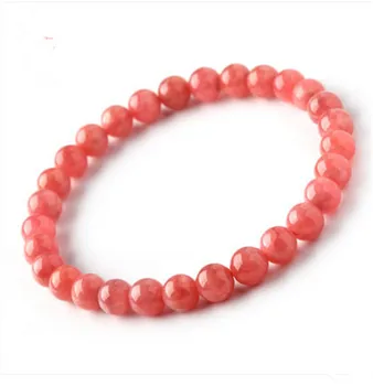 

2018 Newly Top Quality Natural Ice Rhodochrosite Gems Stone Round Beads Bracelet AAAA 7mm Fashion Women Crystal Stone Beacelet