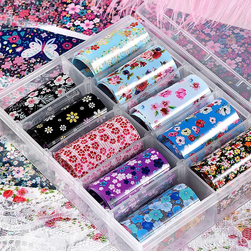 

Nail Galaxy Star Transfer Sticker 10 Grids Transparent box Set Colorful Laser Sticker Star Glue Nail Transfer Paper Nail Decal