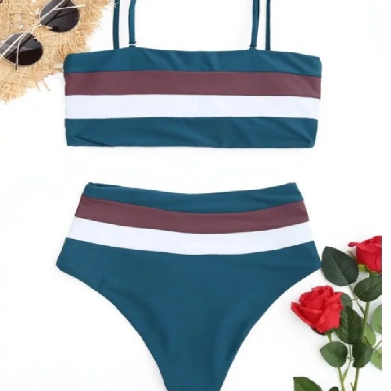 2018 new arrival bikini sexy women swimsuit push up halter set bathing suits summer beach wear stripe swim suit female biquini