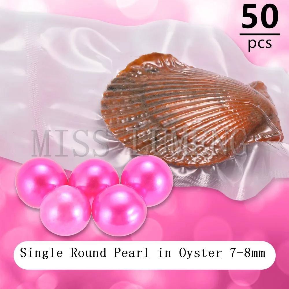 MISS LUMENG 50pcs 7-8mm peach colour Red round Akoya pearl oyster Individual Package party pearls big surprise | Украшения и