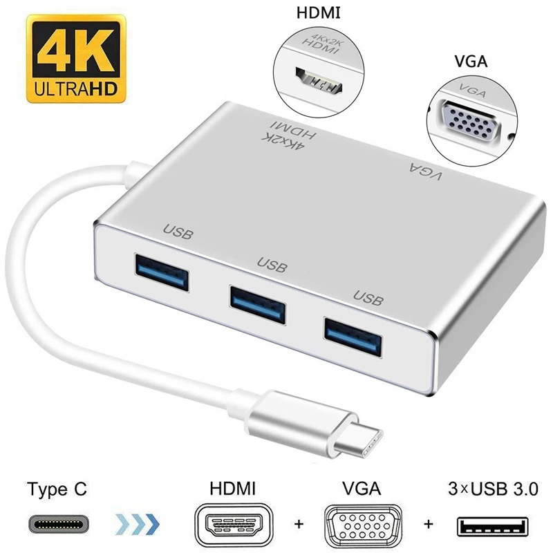 USB C HDMI VGA адаптер Тип к 4K 1080P 3 0 DVI видео конвертер для Macbook Google Chromebook Pixel ТВ HD tv |
