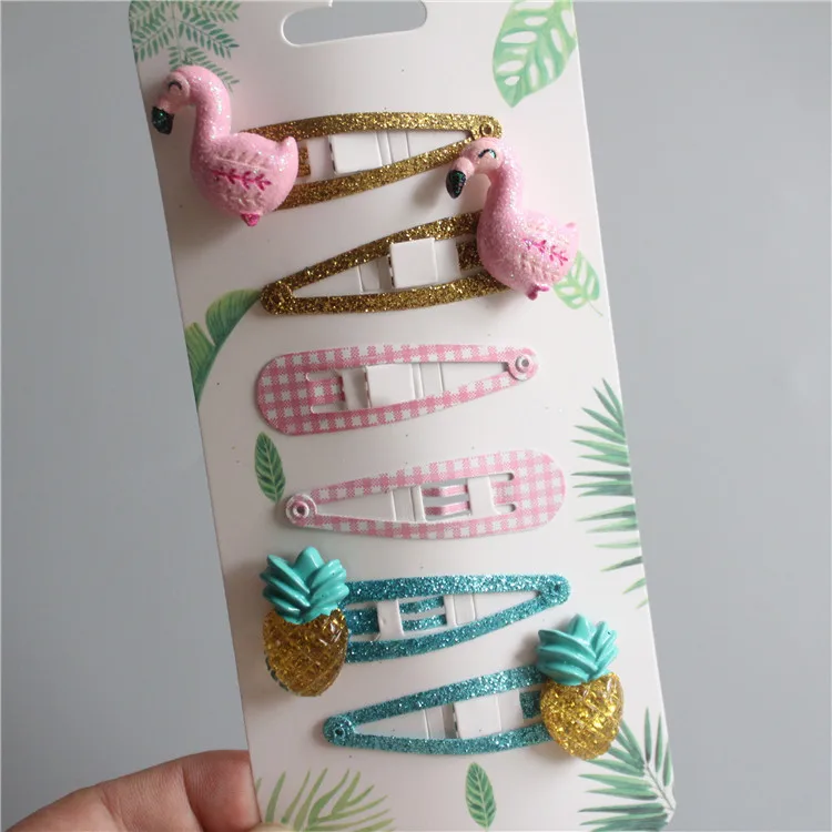6 Pcs Cute Pineapple Flamingo Bb Clips Kids Hairpins Children Headwear