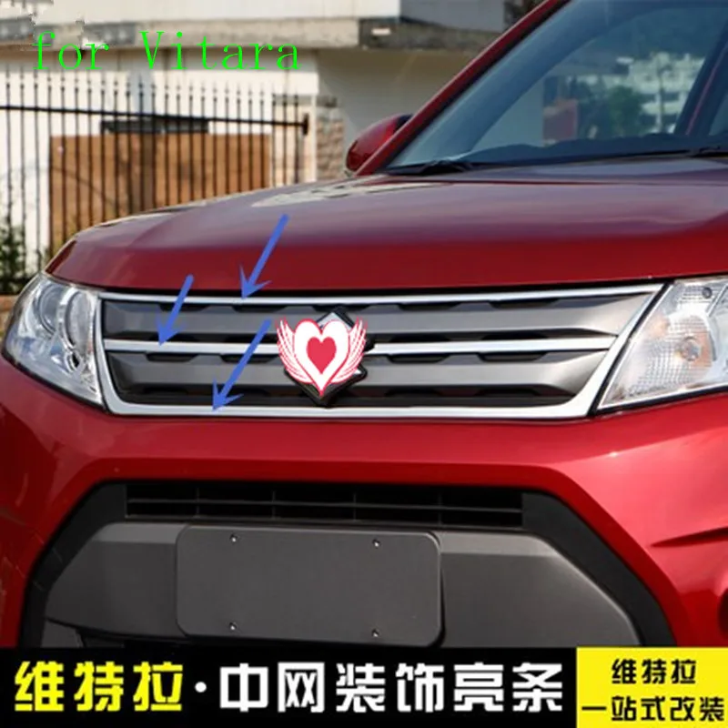 Car-covers high quality Stainless Steel Front Grille Around Trim Racing Grills for Suzuki Vitara 2015-2017 Car styling | Автомобили и