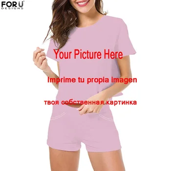 

FORUDESIGNS Women Summer Clothing Set Short Sleevs T-shirts With Short Pants Casual Wear for Female Custom Own Clothes 3D Prints