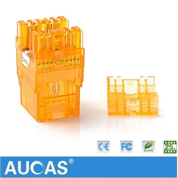 

5PCS AUCAS Gigabit Red CAT5E RJ45 Keystone Jack Unshielded transparent Modular Free Shipping Network Cables Modular Plug