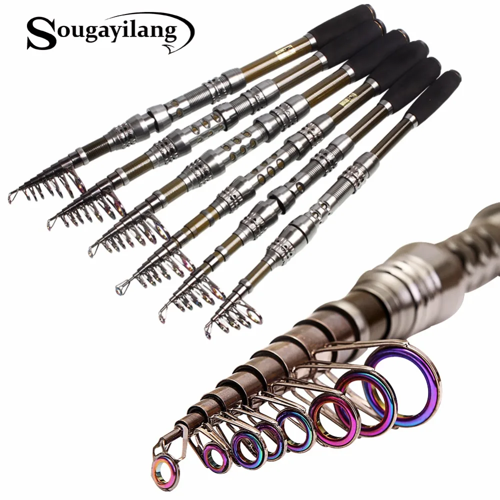 Sougayilang 2.1-3.0 m المفرطة الصلابة الطاقة اليد تلسكوبي الصيد قضيب الكارب إغراء البحر الغزل الكربون الصيد قصبة الصيد معالجة pesca