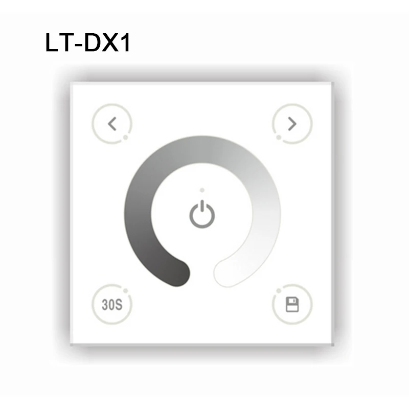 

Ltech AC110V-240V DX1 Touch Panel Wall Mount 2.4G RF Wireless LED Controller Dimmer DMX512 Signal Ouput for Single Color Strip