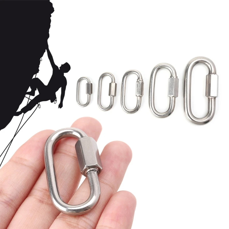 

Stainless Steel Screw Lock Climbing Gear Carabiner Quick Links Safety Snap Hook #0626