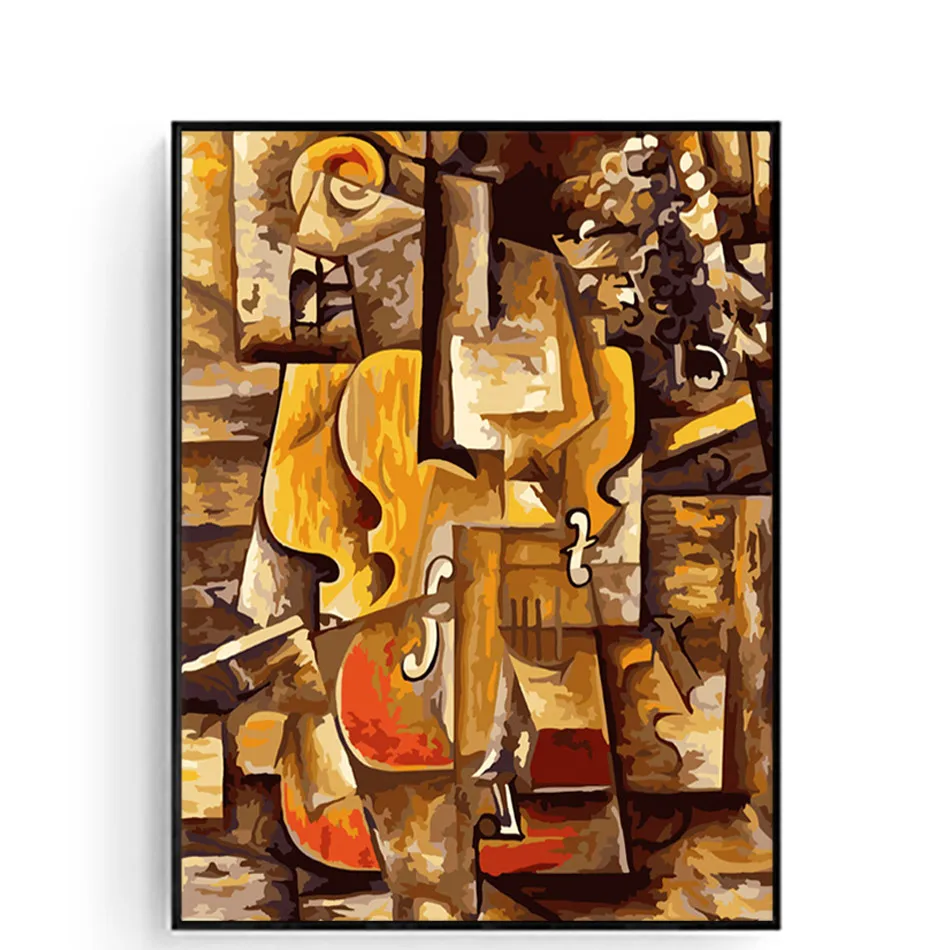 Всемирно известный масляный Набор для рисования по номерам для взрослых скрипка и виноград Пабло Пикассо Настенная картина ручной работы уникальный подарок - Цвет: xiaotiqin