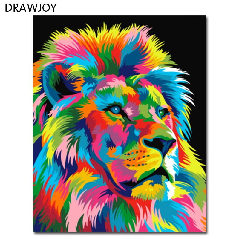 

Colorful Abstract Lion Framed Picture Painting & Calligraphy DIY Painting By Numbers Coloring By Numbers GX9053 40*50cm