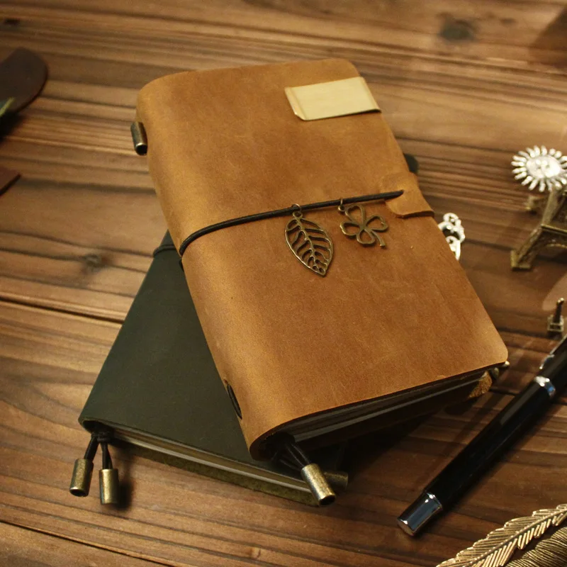 

handmade cowhide ben fashion traveler loose-leaf notebook vintage thick genuine leather journal 16*10cm