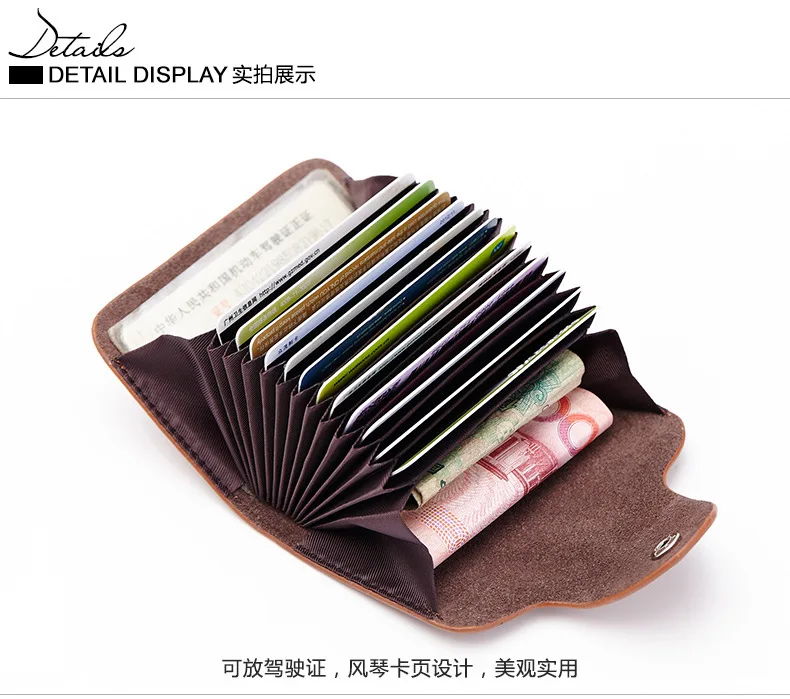 3 IN 1 Designer Genuine Leather Card Holder Wallet High Capacity Credit