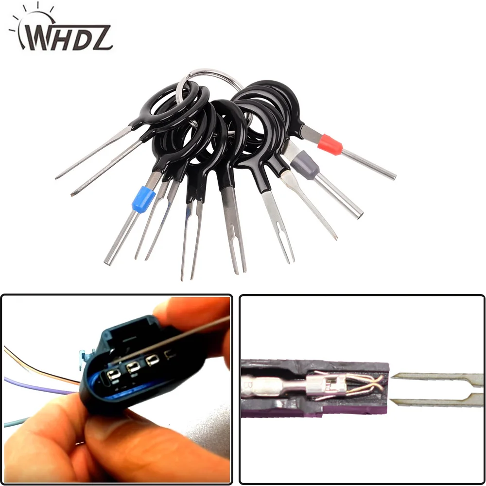 WHDZ 11Pcs/set Terminal Removal Tools Car Electrical Wiring Crimp Connector Pin Extractor Kit for Car Plug Repair Tool WHDZ 11Pcs/set Terminal Removal Tools Car Electrical Wiring Crimp Connector Pin Extractor Kit for Car Plug Repair Tool