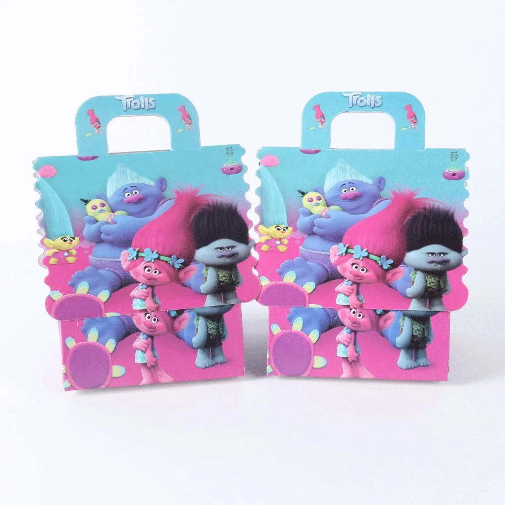 12 pcs/lot Baby Shower Trolls Candy Boxes TROLLS CANDY CASE KIDS FAVOR