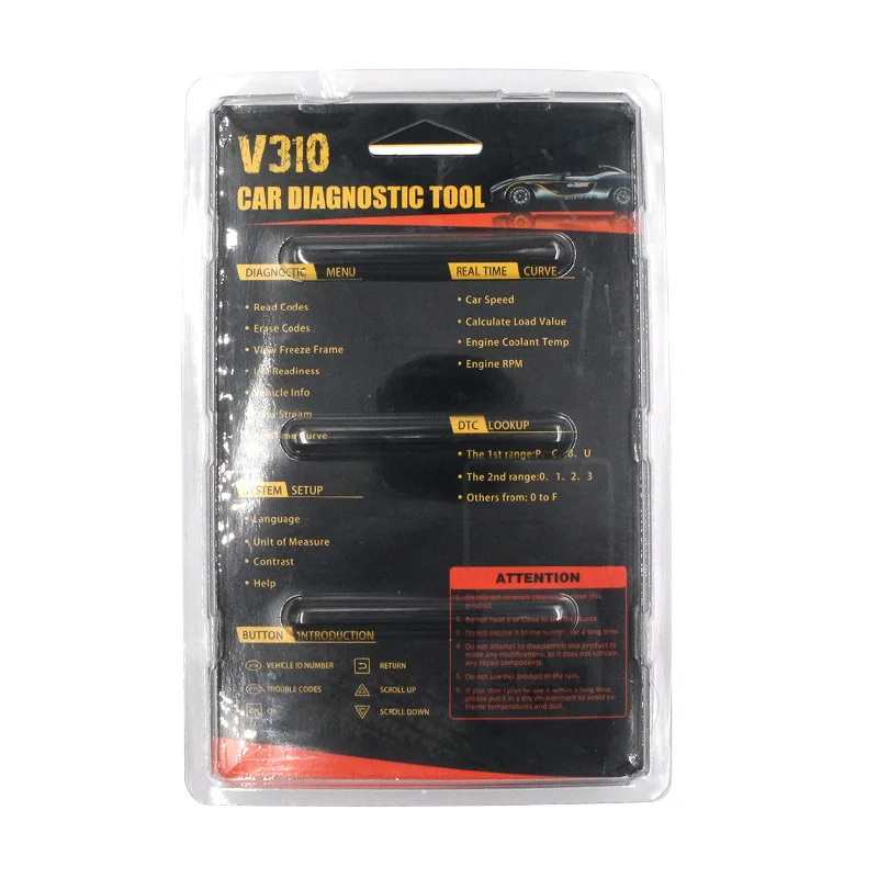 Автомобильный диагностический сканер V310 OBDII EOBD с 6 языками для всех протоколов OBD2 автомобилей ЖК-дисплей