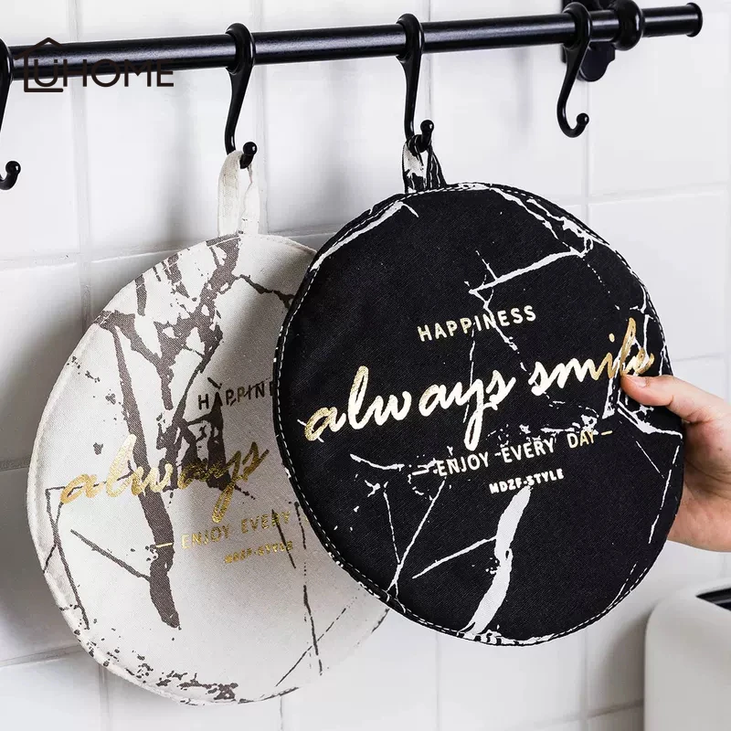 

Nordic Marble Placemat Cotton Linen Dining Table Mat Disc Pads Round Bowl Coasters Table Insulation Mats Slip-Resistant Pad