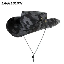 EAGLEBORN, 7 цветов, военные камуфляжные Панамы, шапки для рыбалки с широкими полями, Панама для рыбалки, для кемпинга, Солнцезащитная шляпа