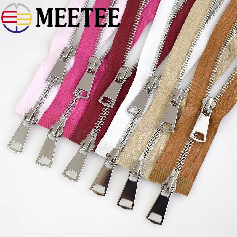 

Meetee 120cm 5# Metal Zippers Double Slider Open End Zip DIY Sewing Tools Down Jacket Coat Clothing Tailor Repair Accessories