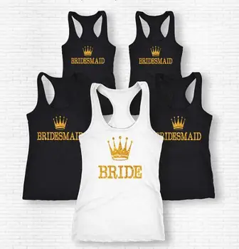 

Customize glitter Queen princess Bride crown singlets Bachelorette Bridesmaids Tank tops tees bridal shower t Shirts Party gifts