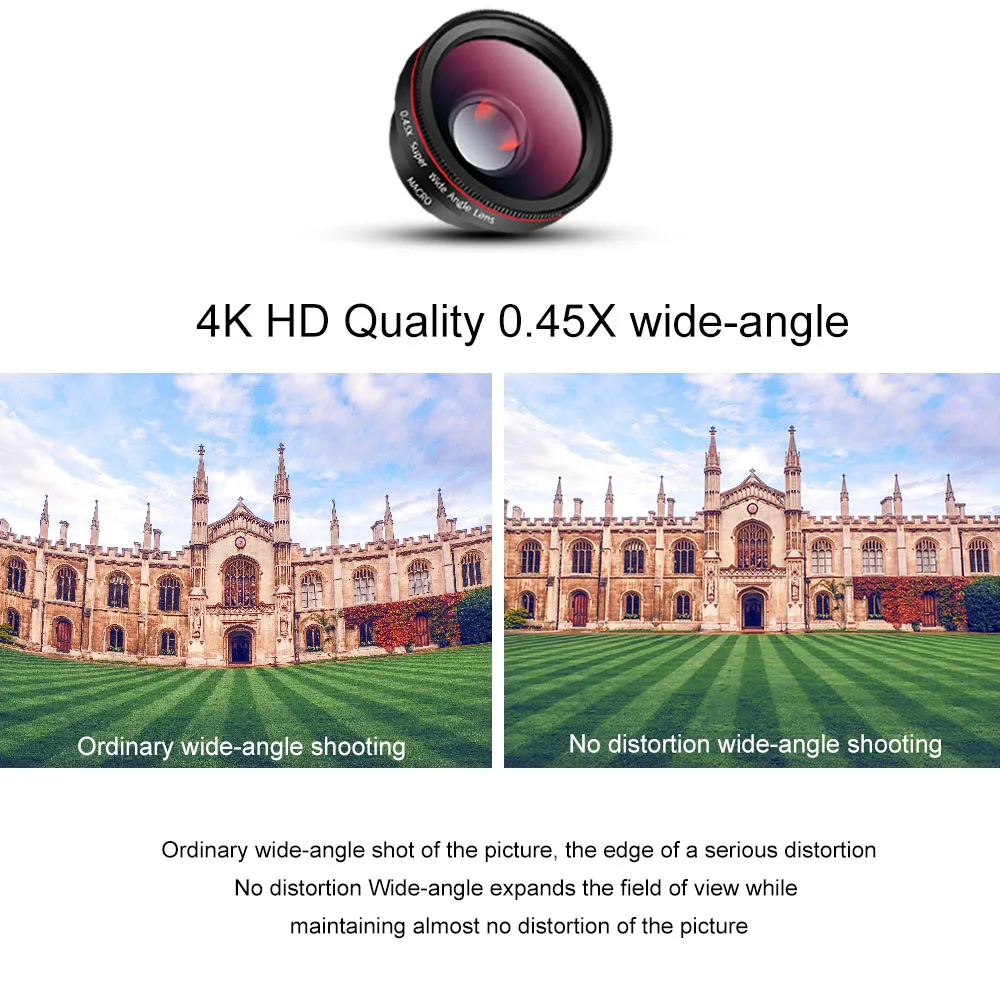 4K HD Wide Agnle Len And Macro Kit объектив мобильного телефона на смартфон камеры профессиональные внешние Объективы для iphone и samsung E