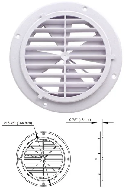 Пластиковая вентиляционная решетка для вентиляционного отверстия, крышка для вентиляции RV, прицеп для яхты, караван, настенное потолочное крепление - Цвет: Round 164mm White