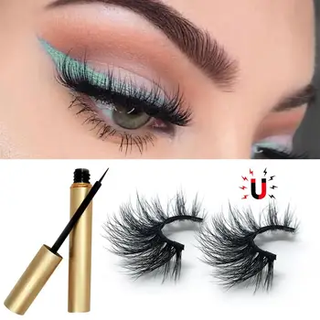 

Magnetic Liquid Eyeliner With A Three-magnetic 1 Pair False Eyelashes Waterproof Natural For Women Eye Makeup Beauty Tool Kits #