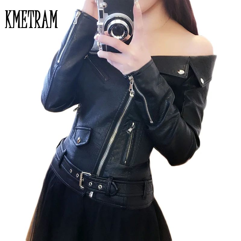 Élégant Black Moto Gq1704 En Épaule Noir Nouvelle 2018 Cuir Veste Femme Hors Arrivée Sexy Vêtements Femmes Outwear Uw1wqvf