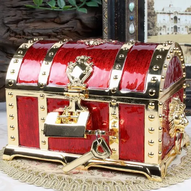 Big Size Pirates of the Caribbean Treasure Chest with Lock 2 Layers