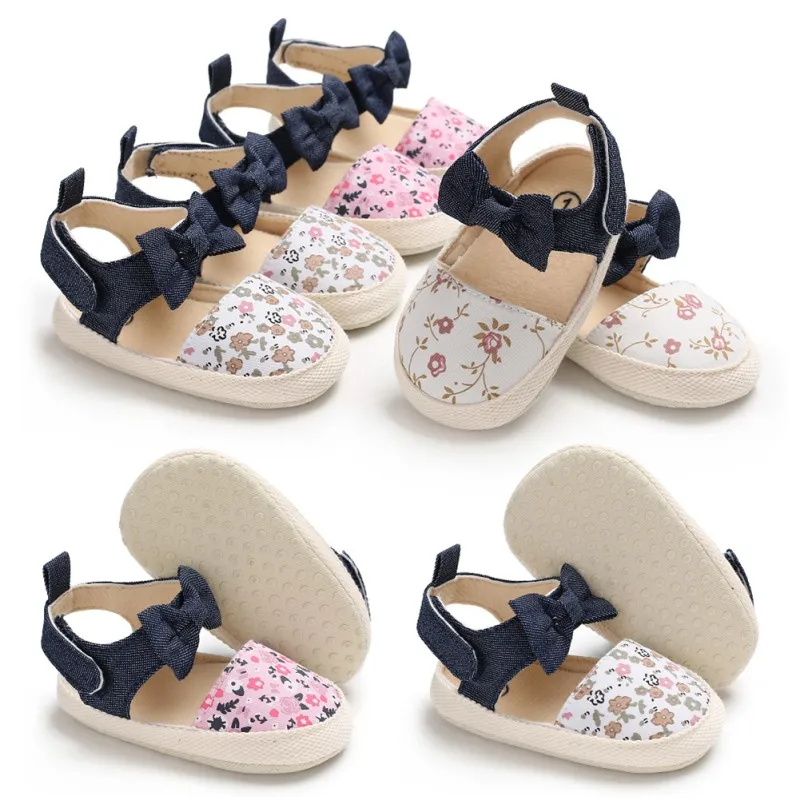 Обувь для новорожденных; сандалии с принтом для девочек; летние сандалии с принтом для маленьких девочек; хлопковые пляжные сандалии с принтом; обувь принцессы