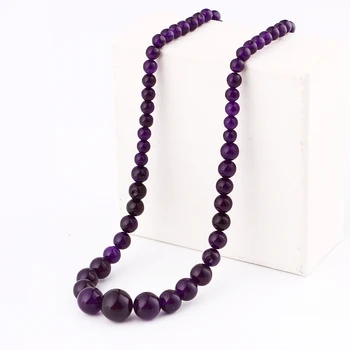 

Purple Elegant Chalcedony Necklace Natural Stone Power Crystal Women Jewelry Bead Chain Women Accessories Vintage Unicorn Sereia