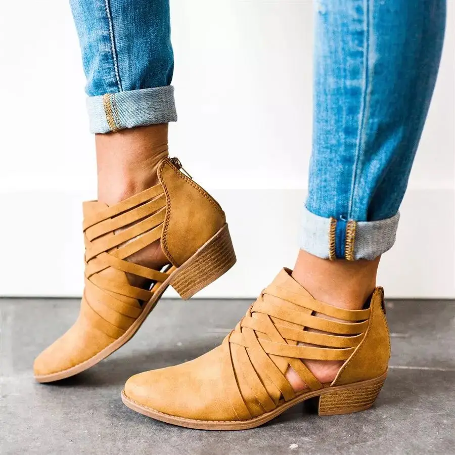 

Women shoes Martin Short Boots Ladies Autumn Shoes Ankle Solid Roman Single Shoes 2019