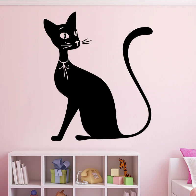 

Cute Cat Pattern Wall Sticker for Girls Bedroom Decoration Removeable Vinyl Decals Self-adhesive Waterproof Home Decor Poster