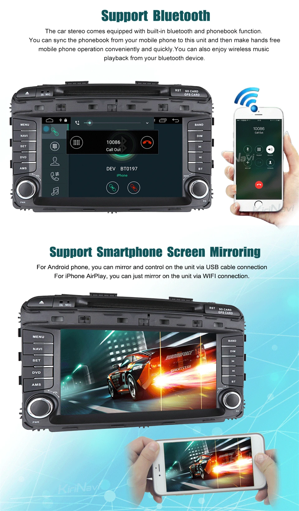 Clearance KiriNavi Octa core 4G LET android 7 car multimedia system for Kia Sorento head unit 2015 - 2017 support 4K Video 4G 5